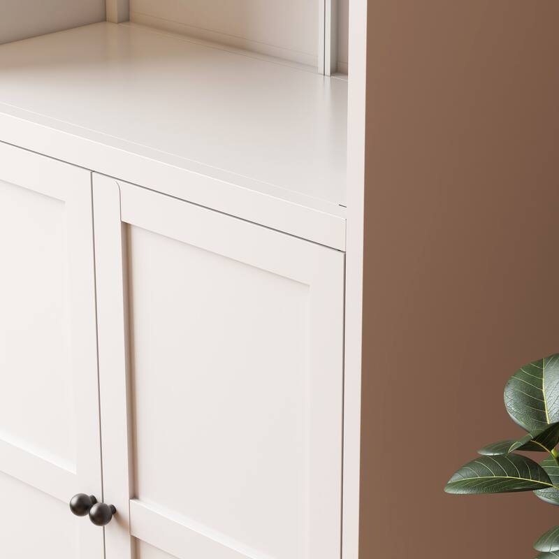 Anmytek 72" White Freestanding Metal Pantry Cabinet with Adjustable Shelves, Heavy Duty Storage for Kitchen Bathroom