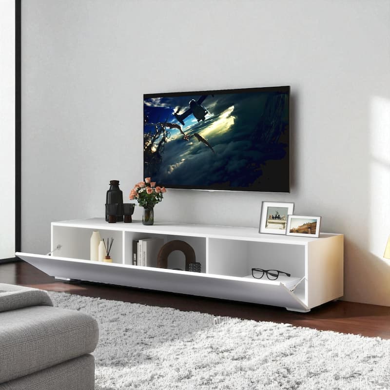 Wall Mounted Media Console 63 Inch Modern Floating TV Stand with Drop Down Storage for 50 to 59 Inch TVs