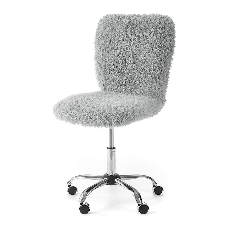 Long Hair Soft Cushioned Adjustable Swivel Task Chair - Grey