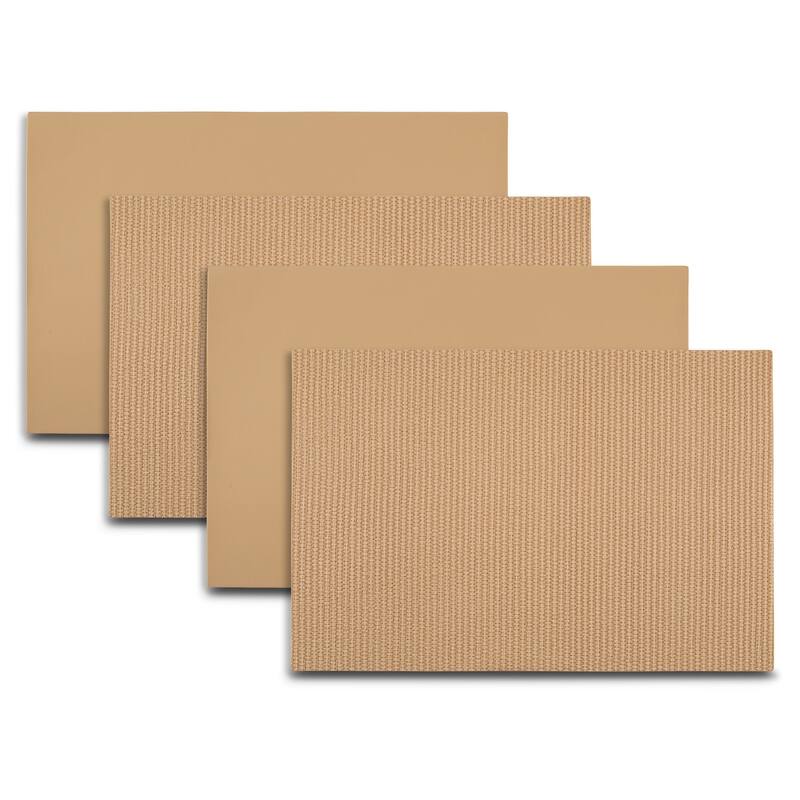 Dainty Home Exeter Premium Vegan Leather Reversible 2 Pattern Rectangular Placemat Set Of 4 - Natural