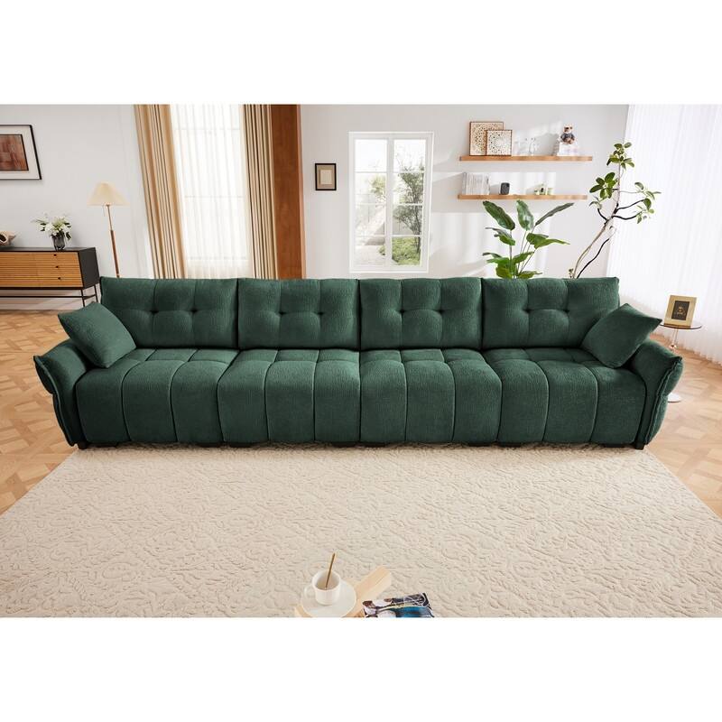 141.7" Chenille 4 Seater Upholstered Sofa - Green