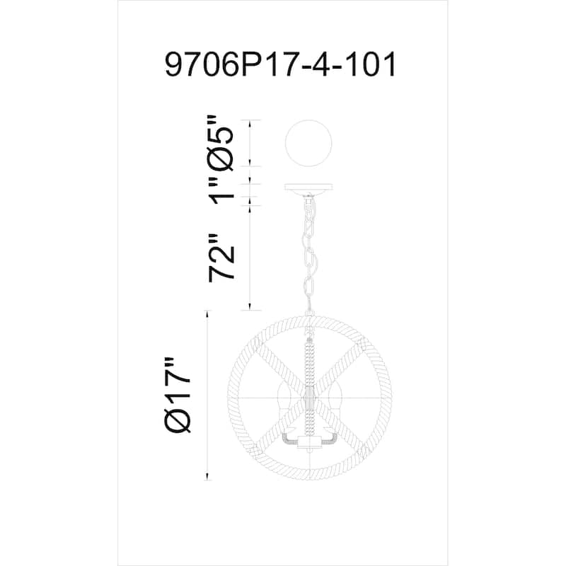 Padma 4 Light Up Chandelier With Black Finish