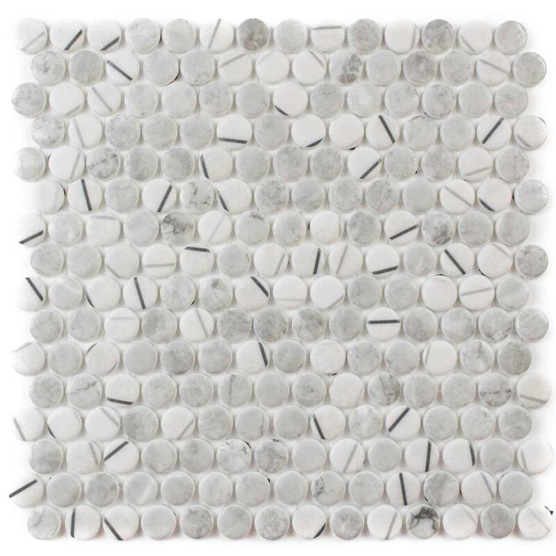 Eterna Penny 12x12 Glass Round Mosaic Tile - Floor, Wall, Backsplash