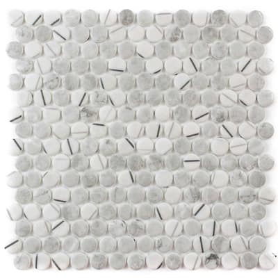 Eterna Penny 12x12 Glass Round Mosaic Tile - Floor, Wall, Backsplash