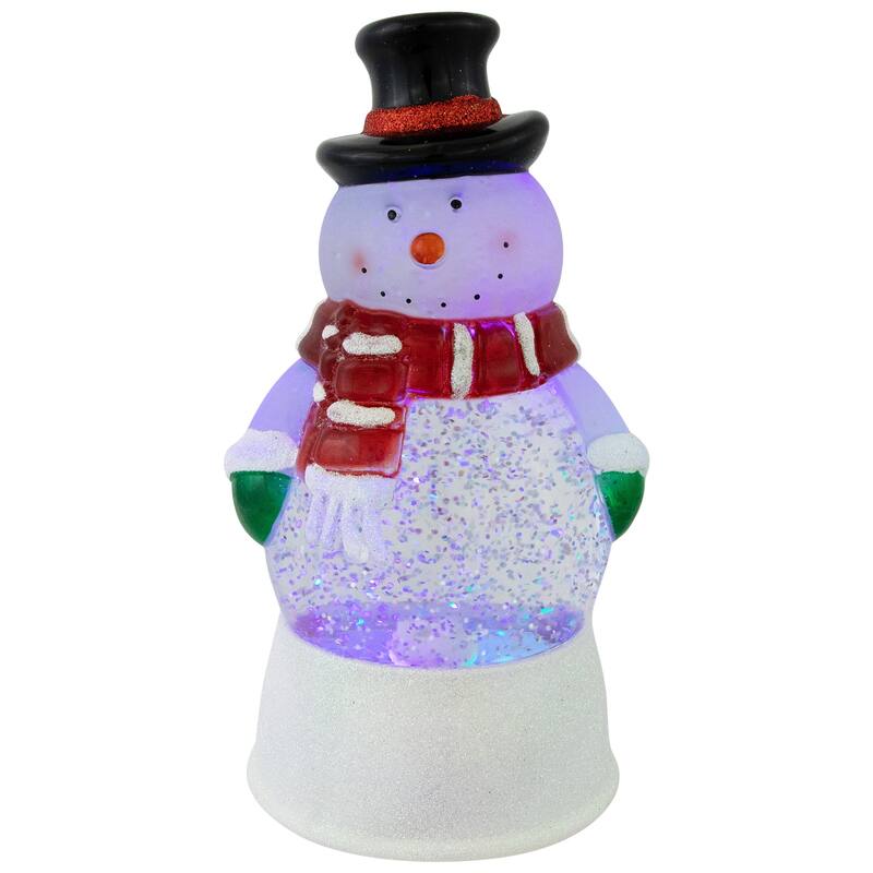 LED Color Changing Snowman Christmas Glitter Snow Dome 7.5 Inch