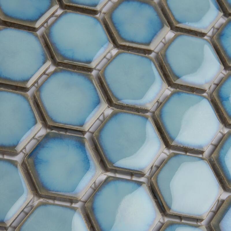 Merola Tile Hudson 1" Hex Marine 11-7/8" x 13-1/4" Porcelain Mosaic Floor and Wall Tile