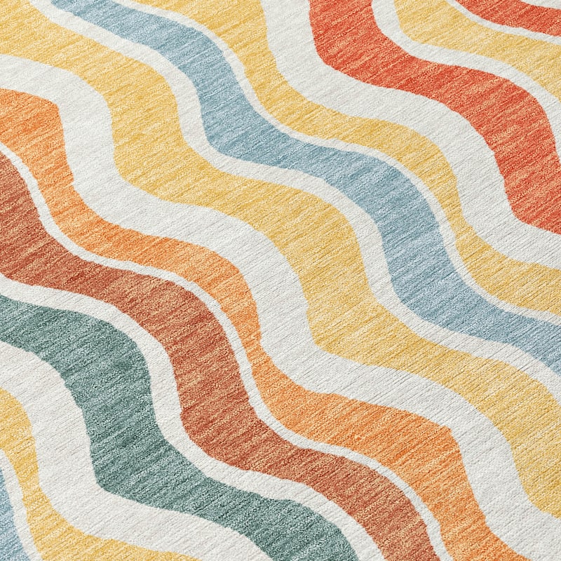 Machine Washable Indoor/ Outdoor Funky Stripe Chantille Rug
