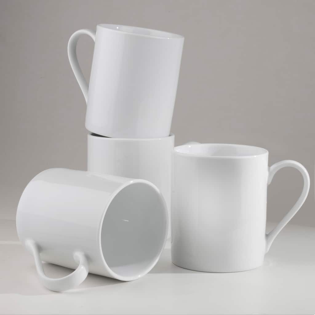Euro Ceramica Claire 4 Piece Everyday Classic Porcelain Coffee Mug Set