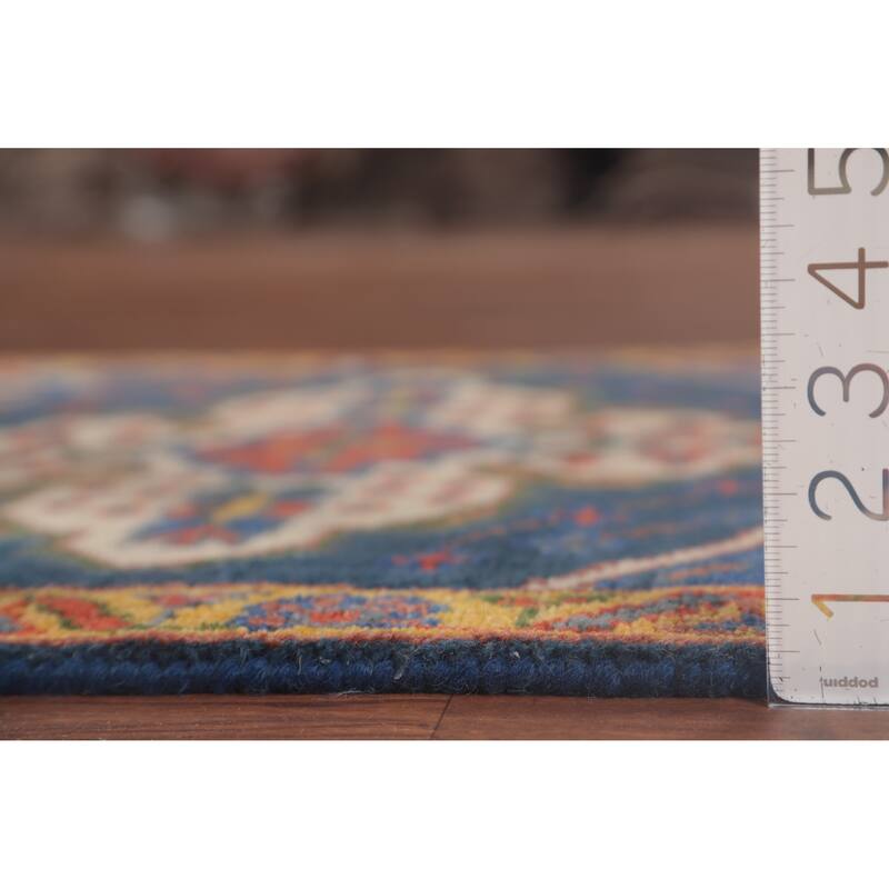 Blue Kazak Oriental Runner Rug Wool Carpet - 2'7"x 9'9"