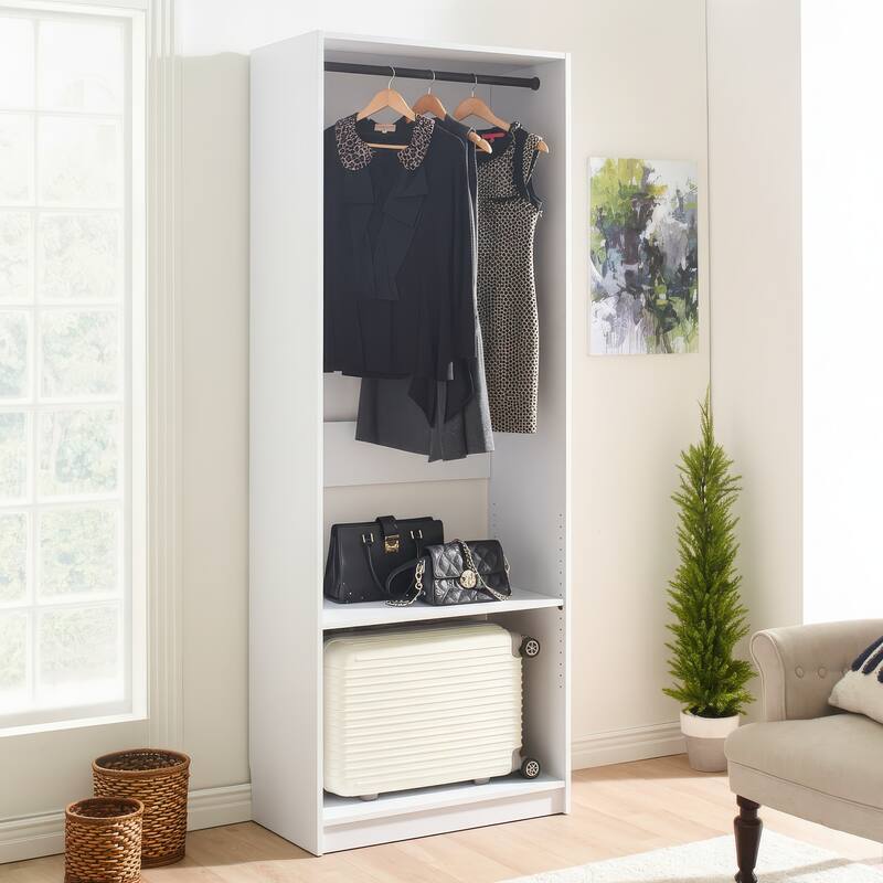 Prosper 32" White Wood Walk-in Closet with Two Rods - 31.4"W x 15.7"D x 83" H