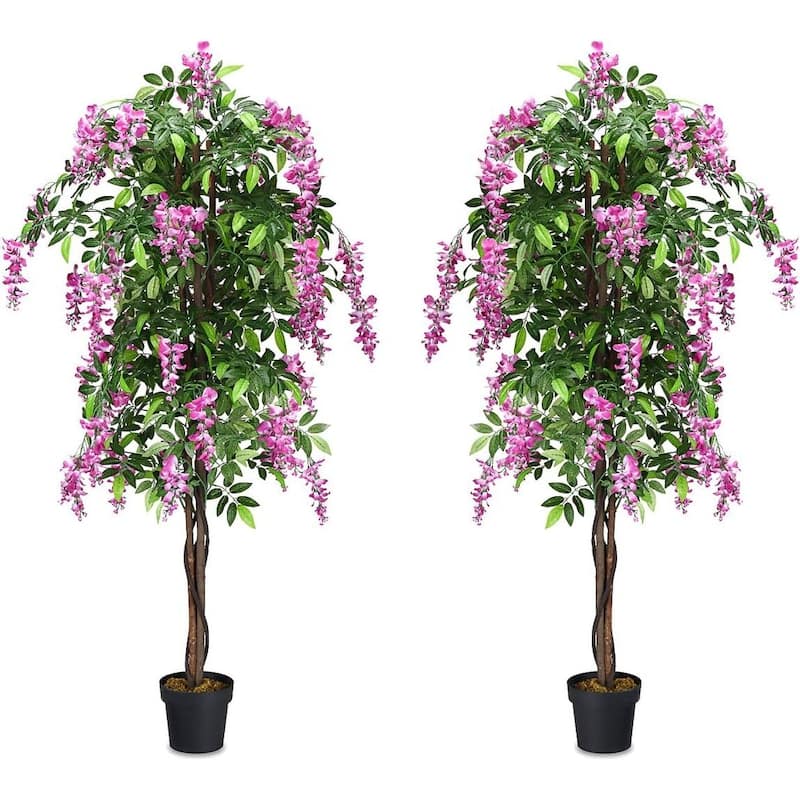 Artificial Wisteria Tree 6FT Indoor Outdoor with Adjustable Branches - 2-Pcs