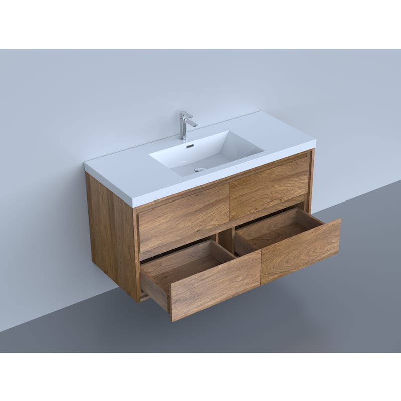 Sage 48" wall mounted bathroom vanity with single basin acrylic top