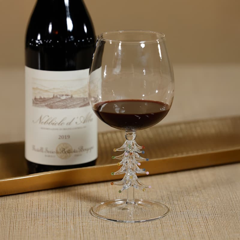 Treetop Cheers Wine Glasses - Holiday Stemware, Set of 4