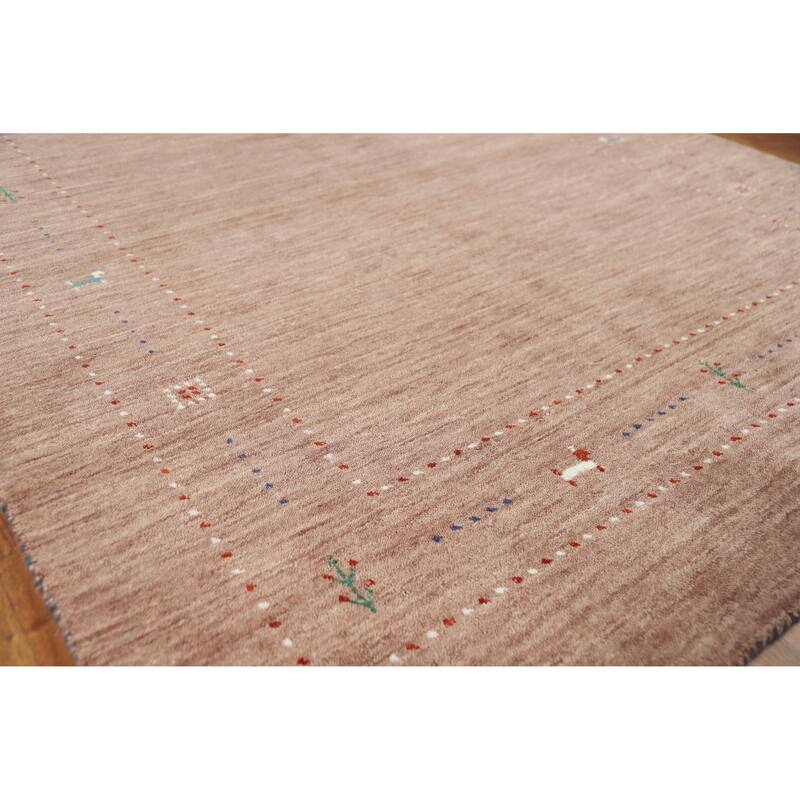 Hand Knotted Oriental 100% Wool Carpet Tribal Animal Pictorial Brown Gabbeh Area Rug - 7' 9'' X 4' 11''