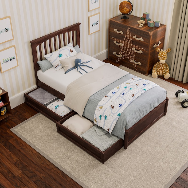 Everett Platform Bed with Panel Footboard and Storage Drawers