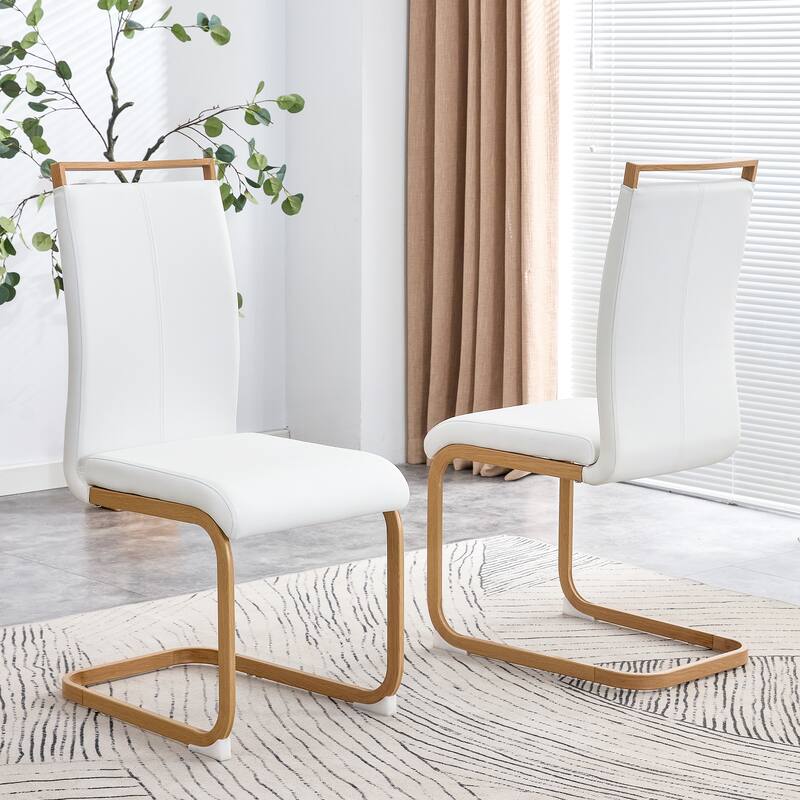 Modern Dining Chair Set of 4, High Back Upholstered Side Chair with C-Shaped Tube Metal Legs Office Chair, Club Guest Chair