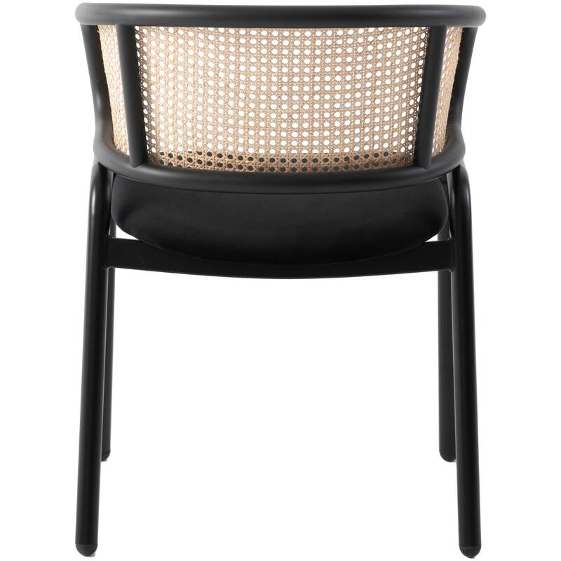 Ervilla Modern Wicker Back Dining Chair with Upholstered Velvet Seat Armchair for Dining Room and Kitchen, Set of 4 - 29.9"