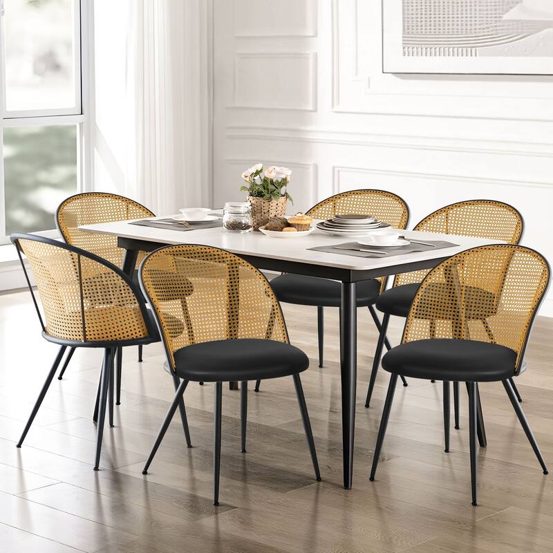 Modern Upholstered Rattan Dining Chairs Set of 2/4