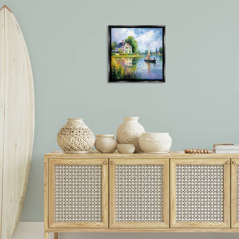 Stupell Boat Drifting Near Shore Framed Floater Canvas Wall Art Design By Heidi Kuntz