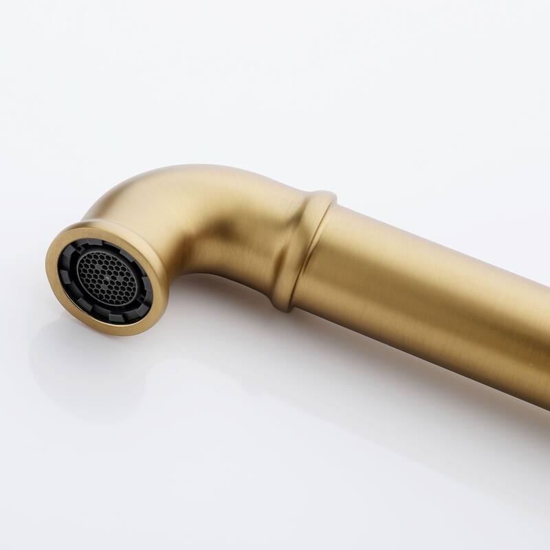 Industrial Single Hole 360 Degree Swivel Bathroom Sink Faucet with 2 Handle in Black/Gold