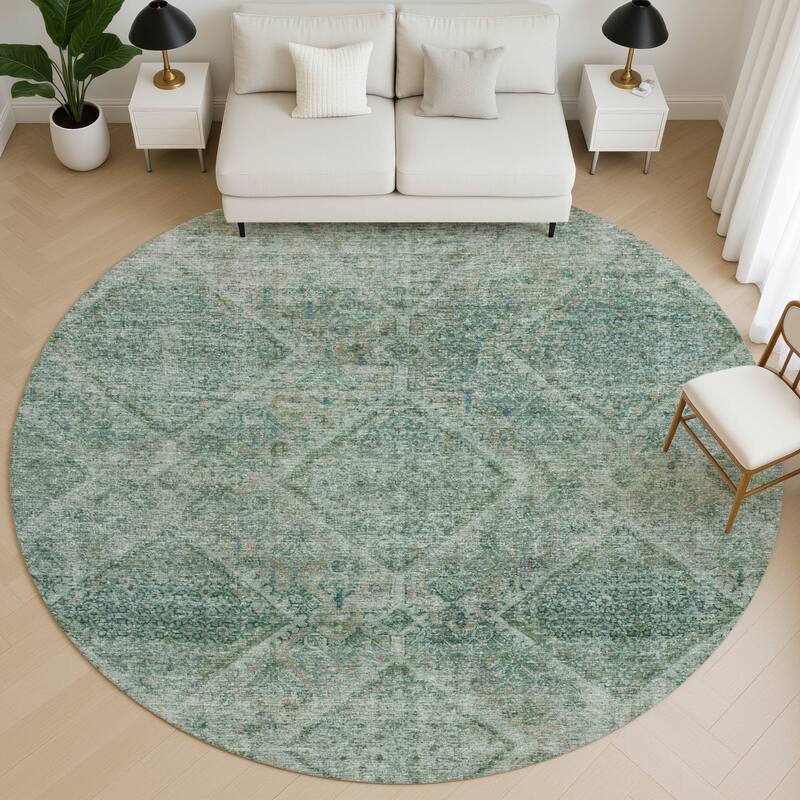Premium Washable Super Soft Boho Moroccan Mayfield Rug - Teal - 8' x 8'