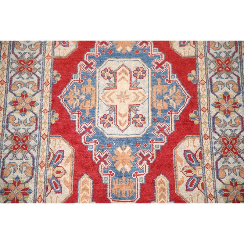 Red Kazak Rug Handmade Traditional Wool Carpet - 3'1"x 5'0"