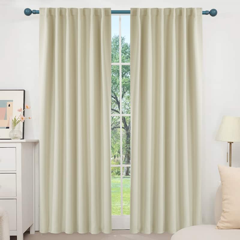 Deconovo Back Tab Blackout Curtains (2 Panel) - 52W x 95L - Beige