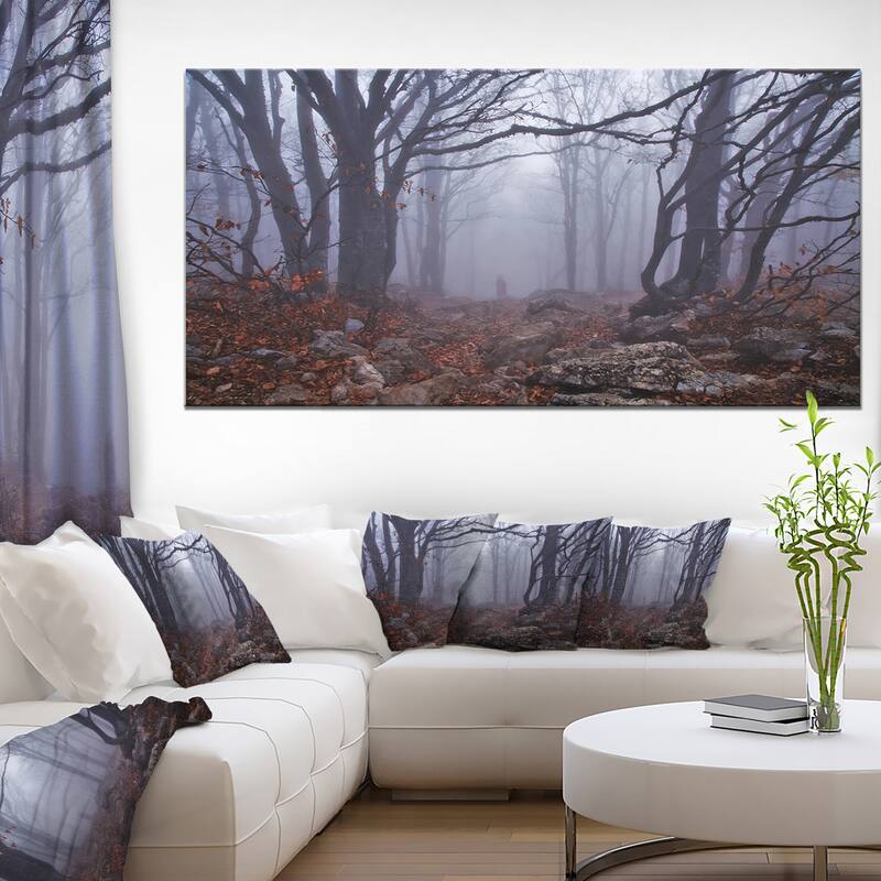 Dark Foggy Forest in Autumn - Landscape Photo Canvas Print - 60 in. wide x 28 in. high - 1 Panel