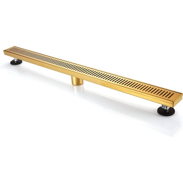 BOANN 304 Stainless Steel Rectangular Linear Shower Floor Drain in Gold