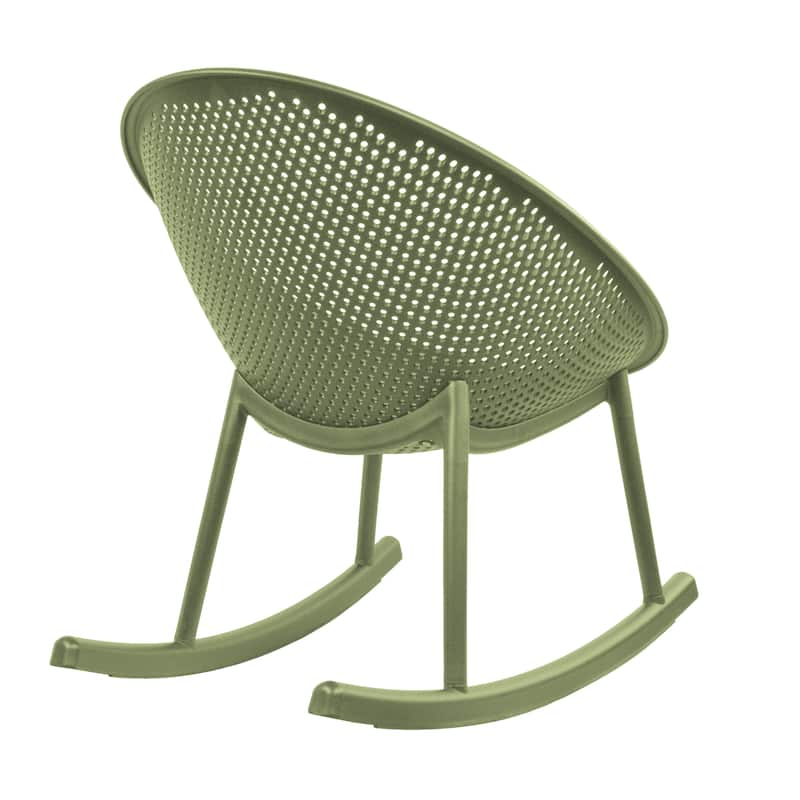 Patio Rocking Chairs | Oval Egg Shaped Lounge Rocker | All Weather Plastic | Modern Accent Side Chair for Indoor or Outdoor Use