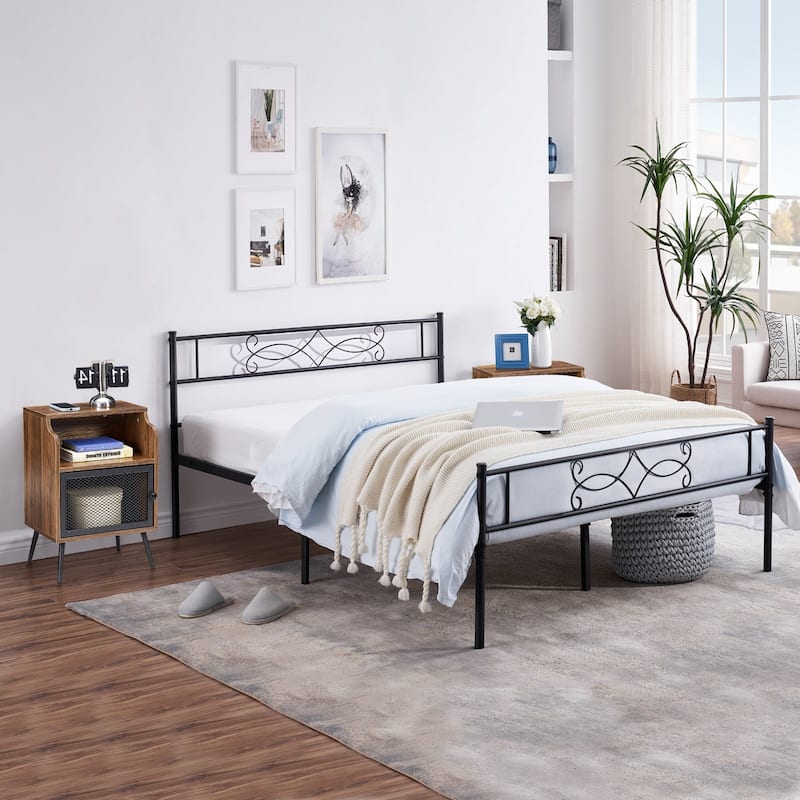 Taomika 3-pieces Bedroom Set with Metal Bed Frame and Nightstands