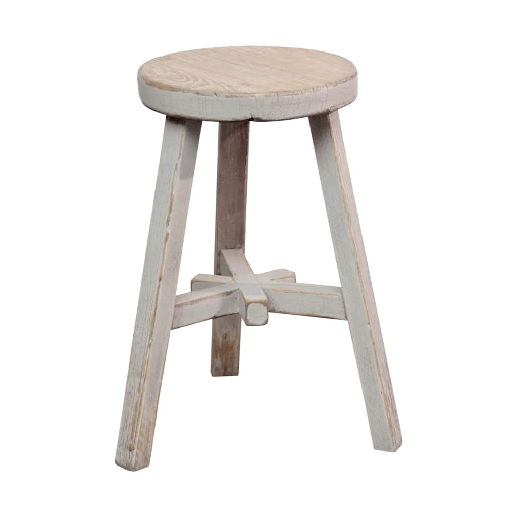 Artissance 20"H Round Off-White and Weathered Natural Pine Wood Indoor Small Amalfi Side Table