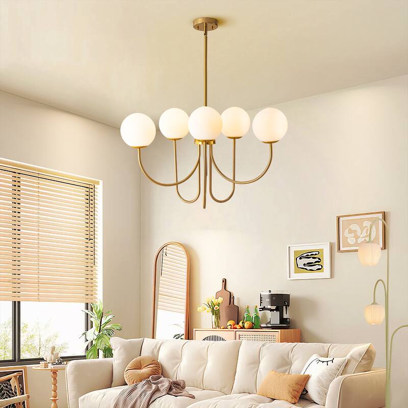 6/ 10-Light Modern Glam Sputnik Cluster Frosted Glass Globe Bubble Chandelier for Dining Room over Table