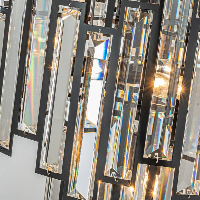 10-Light 18" Wide Modern and Contemporary Luxury Black Metal with Clear Crystal Chandelier for Dining Room, Living Room