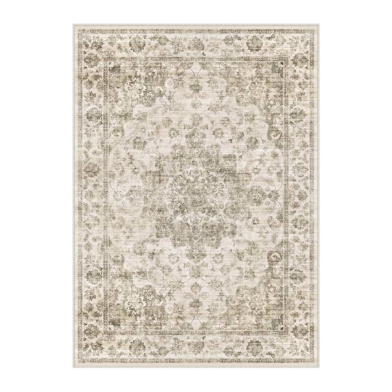 HomeRoots Floral Medallion Traditional Rectangle Area Rug