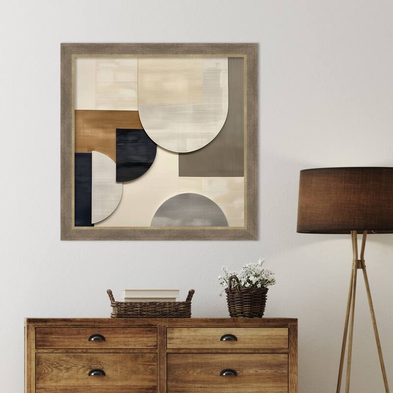 Tan Shaped in Layers by Tradelink inhouse artist Wood Framed Wall Art Print - Driftwood Tan