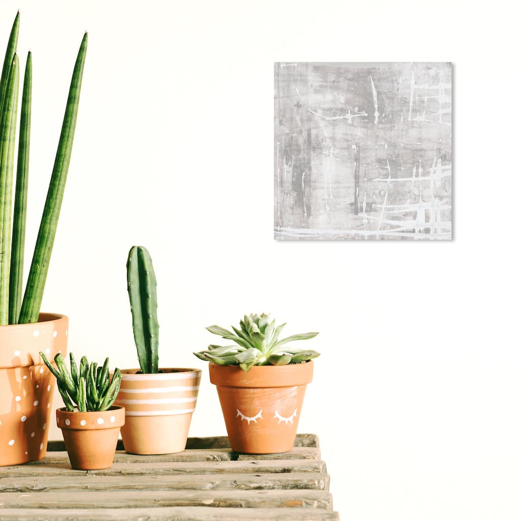 Wynwood Studio Canvas Abstract Balans Gray and Light Gray Modern & Contemporary Wall Art Canvas Print