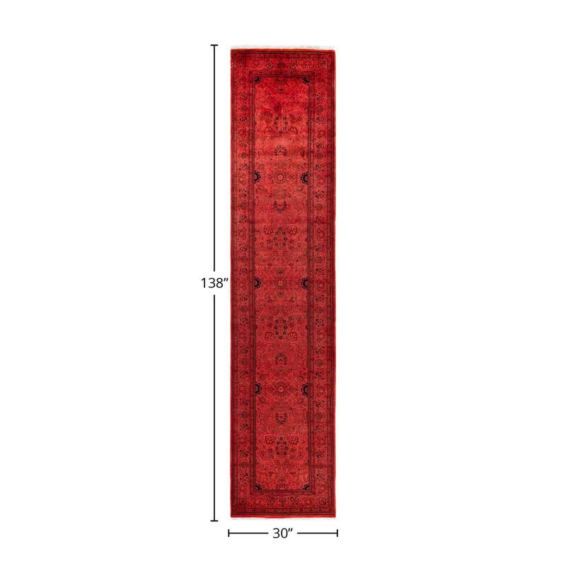 Fine Vibrance, One-of-a-Kind Handmade Runner Rug - Pink, 2' 6" x 11' 6" - 2' 6" x 11' 6"