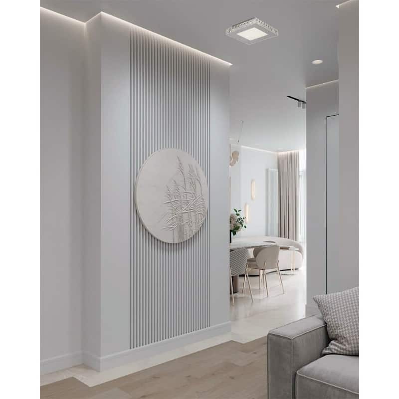 LED Flush Mount with Stainless Steel Frame and Clear Crystal