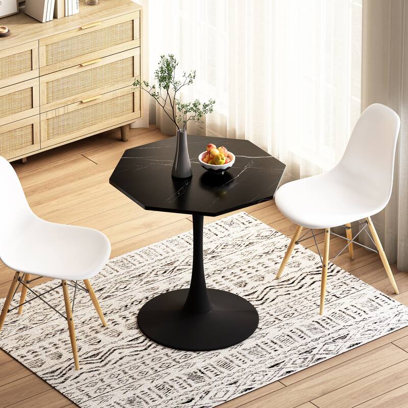 Industrial-Chic Table(Dining/Coffee/Console Multi-Use) - Black Marble-31.50"L x 29.13"W x 28.74"H