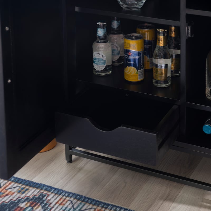 Spence Wooden Bar Cabinet with Marble Top