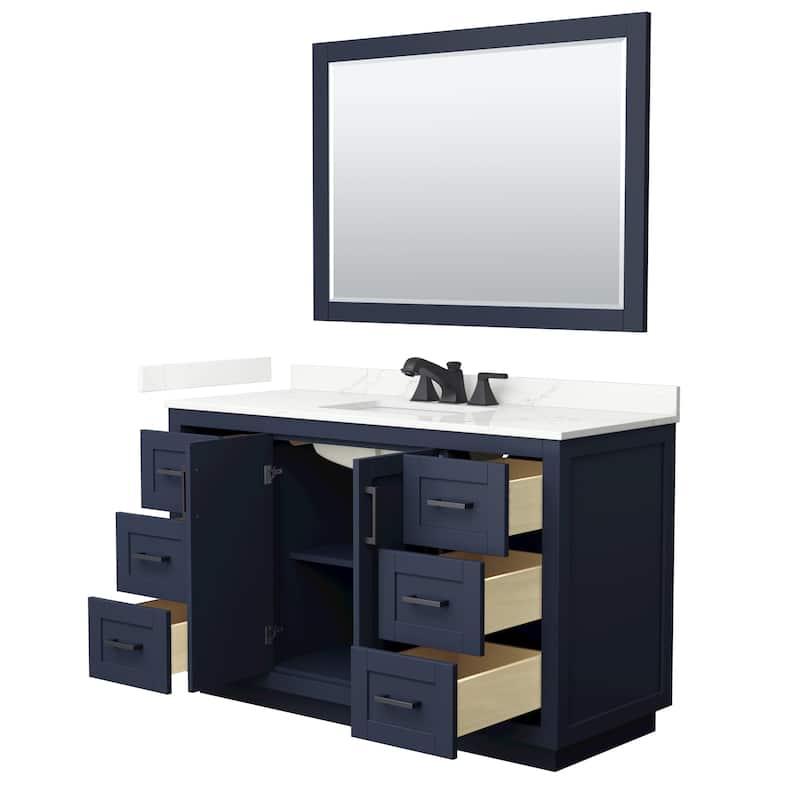 Miranda 54-inch Single Vanity, Quartz Top, 46-inch Mirror