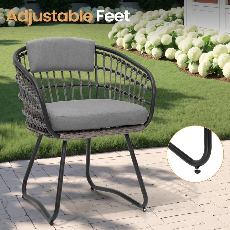 VredHom 11PC Outdoor Patio Extendable Table Dining Sets Table with Rattan Chairs