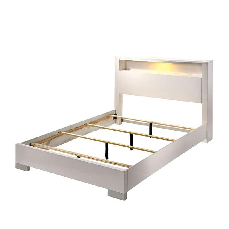 Wooden Bed With Shelf in HB, White