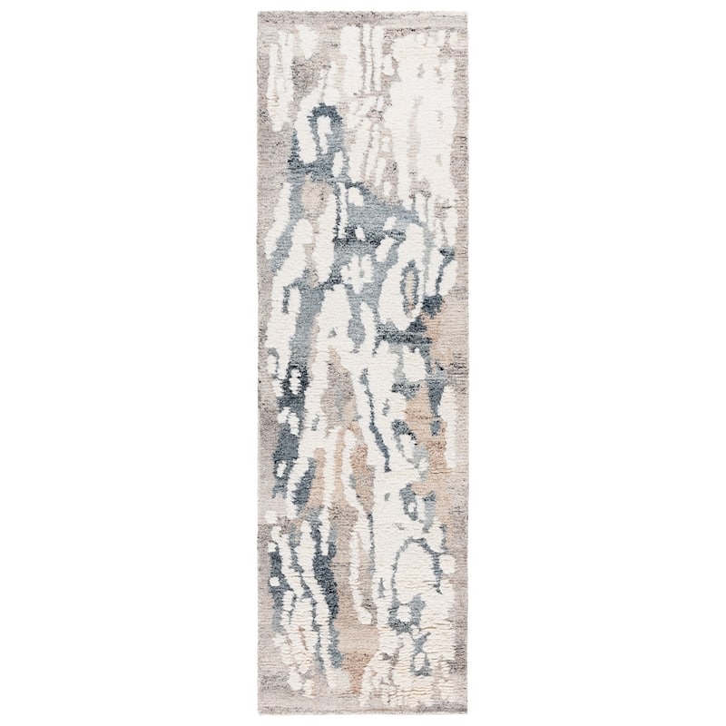 SAFAVIEH Handmade Casablanca Fanny Wool Rug - 2'3" x 8' Runner - Grey/Ivory