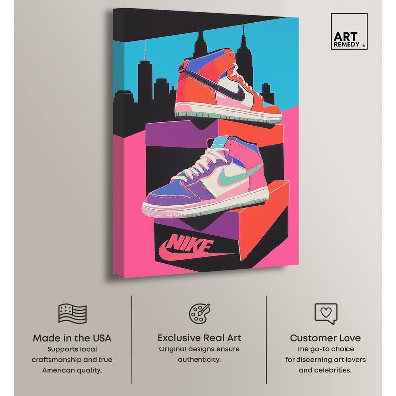 City Pop Sneakers Canvas by Art Remedy, Gallery Wrapped