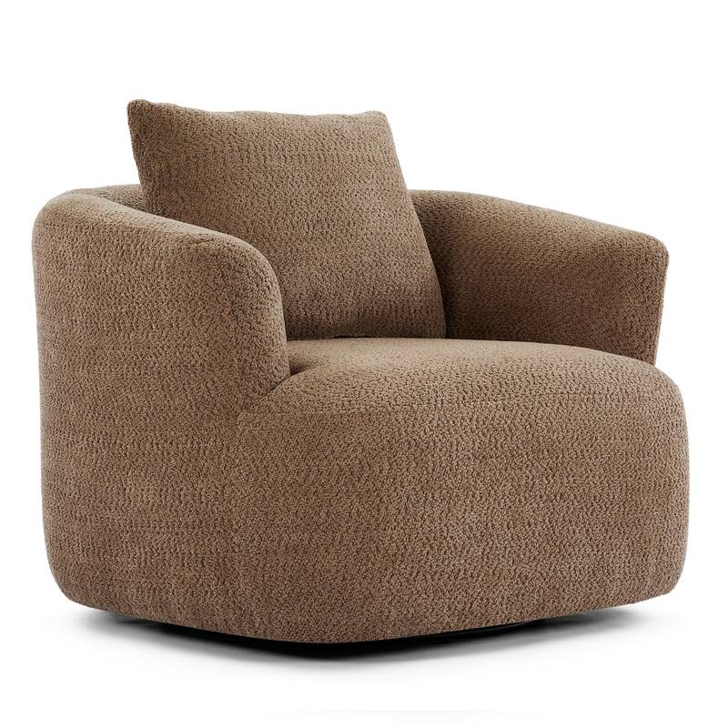 Swivel Chair with Throw Pillow & Spring Seat