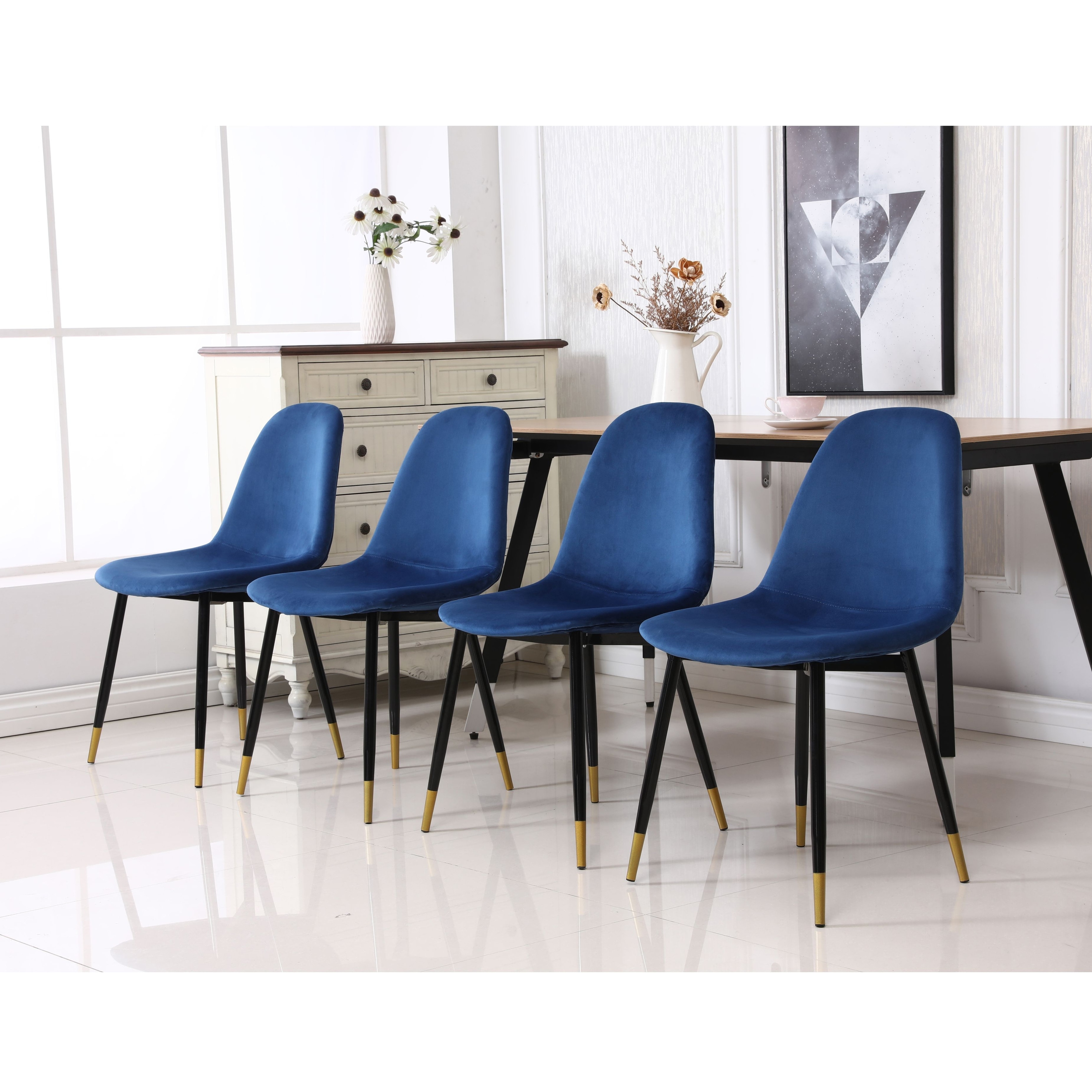 lassan contemporary fabric upholstered dining chairs set of 4