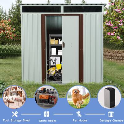 Weatherproof Garden Shed with Lockable Sliding Doors for Patio Lawn