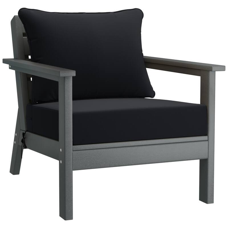 Birchwood All Weather HDPE Outdoor Patio Gray Deep Seating Conversation Set (6-Piece Set)